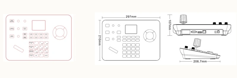 CCTV Keyboard Controller for IP PTZ Camera