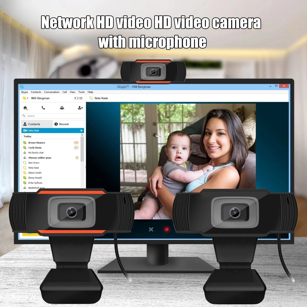 Video Conference Mini USB Camera, 480p/720p/1080P-Webcam Camera with Built-in HD Microphone, IP Camera, Web Camera